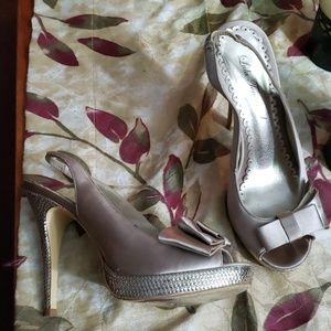 Lulu Townsend slingback evening sandals.
